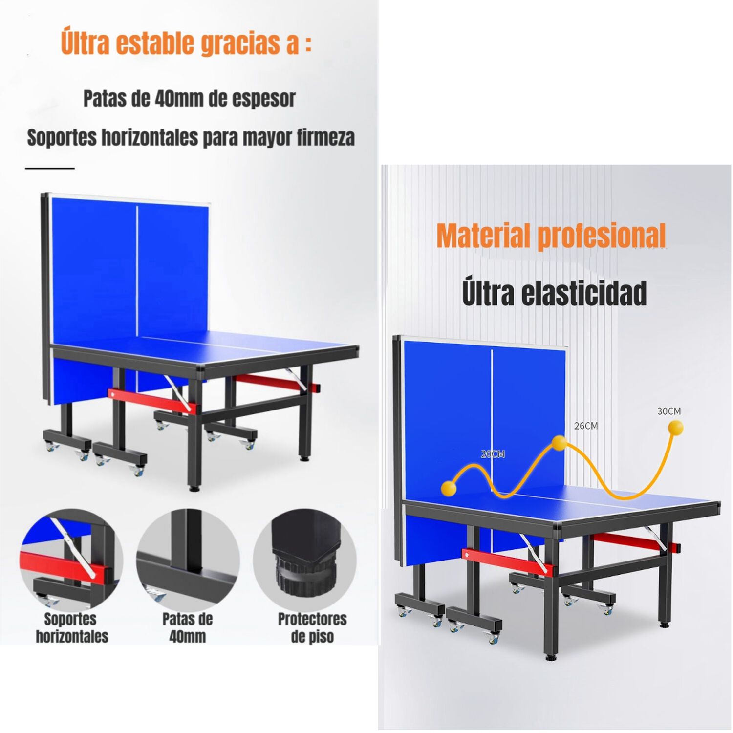 Mesa De Ping Pong Profesional Plegable Accesorios Lubabycas image number 4.0