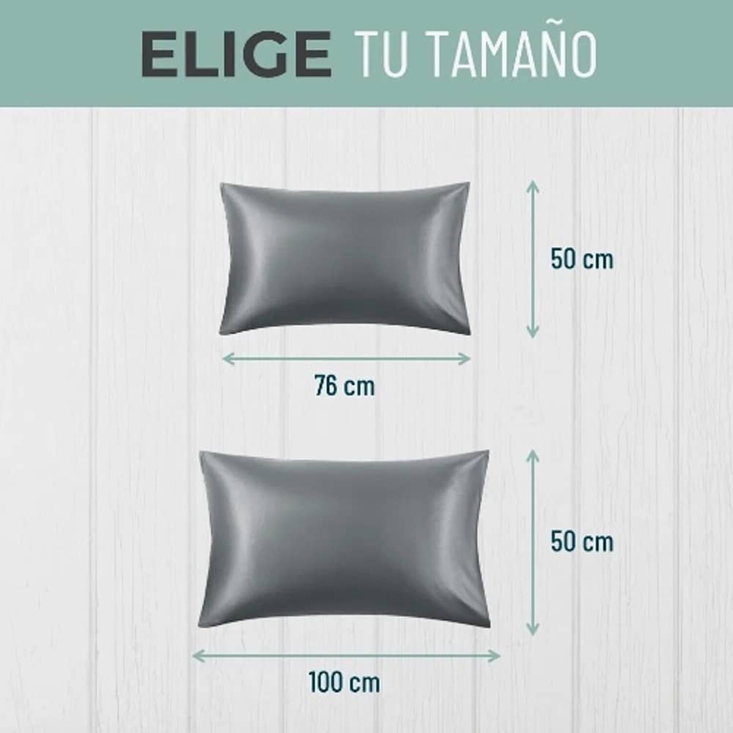 Funda Almohada Satin 100x50 Cm Gris image number 3.0