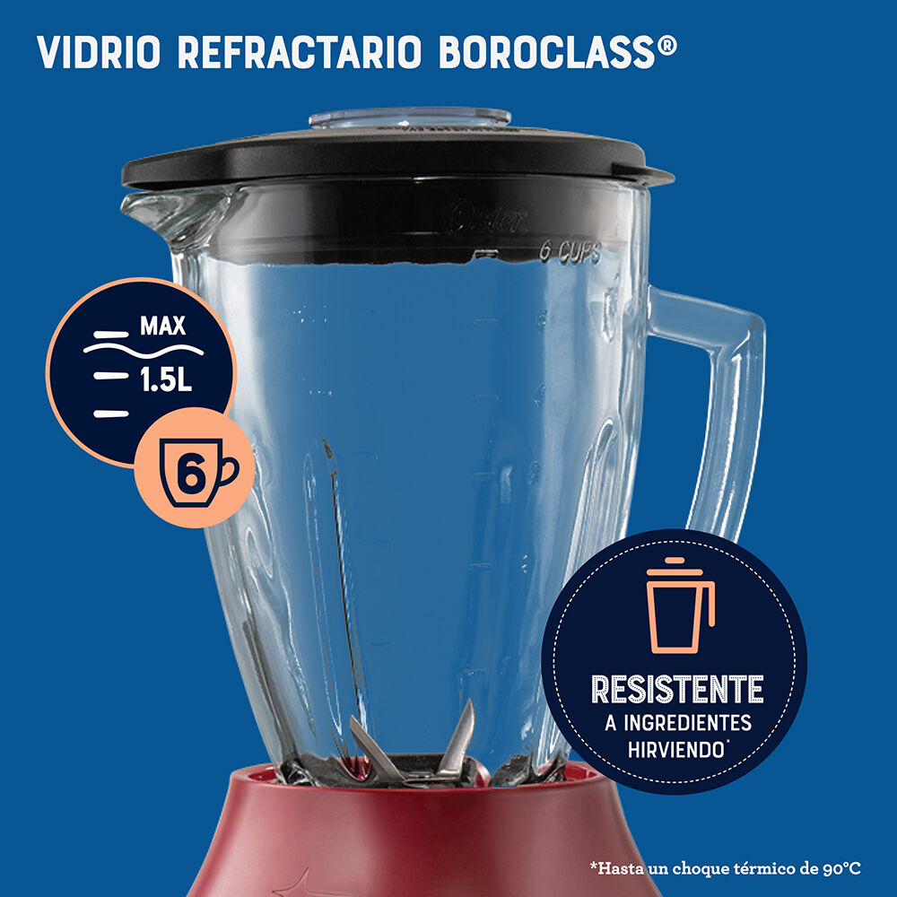Licuadora Oster Vaso De Vidrio 6 Velocidades + Pulso Blstpegrpb image number 3.0