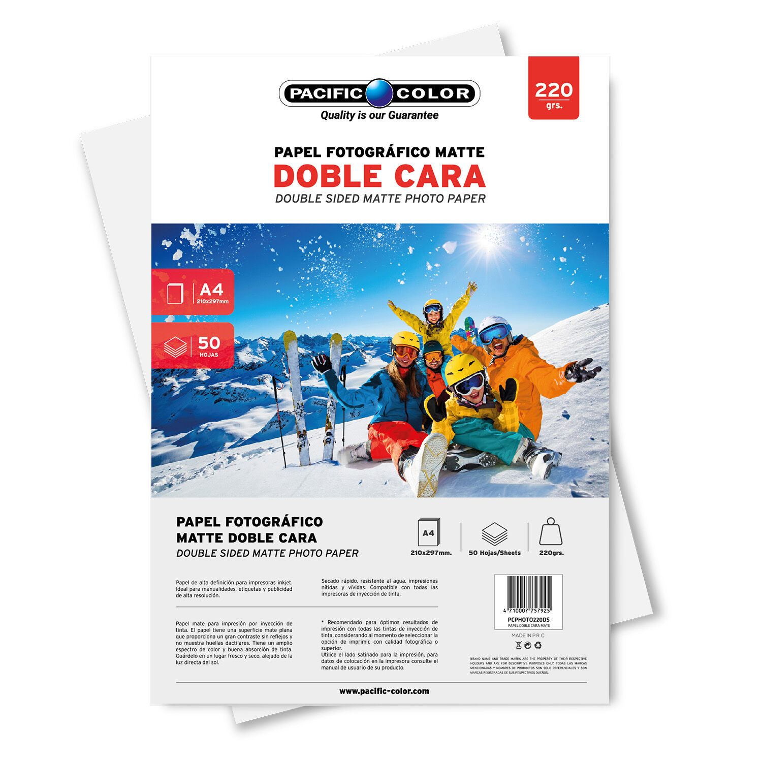 Papel Fotogr&aacute;fico Matte Doble Cara Tama&ntilde;o A4 De 220grs - Ps image number 0.0