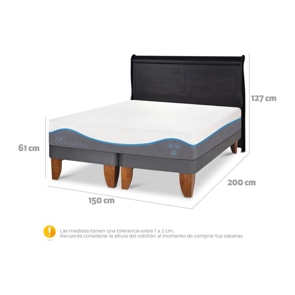 Cama Europea Cic Alaska / 2 Plazas / Base Dividida + Respaldo image number 4.0