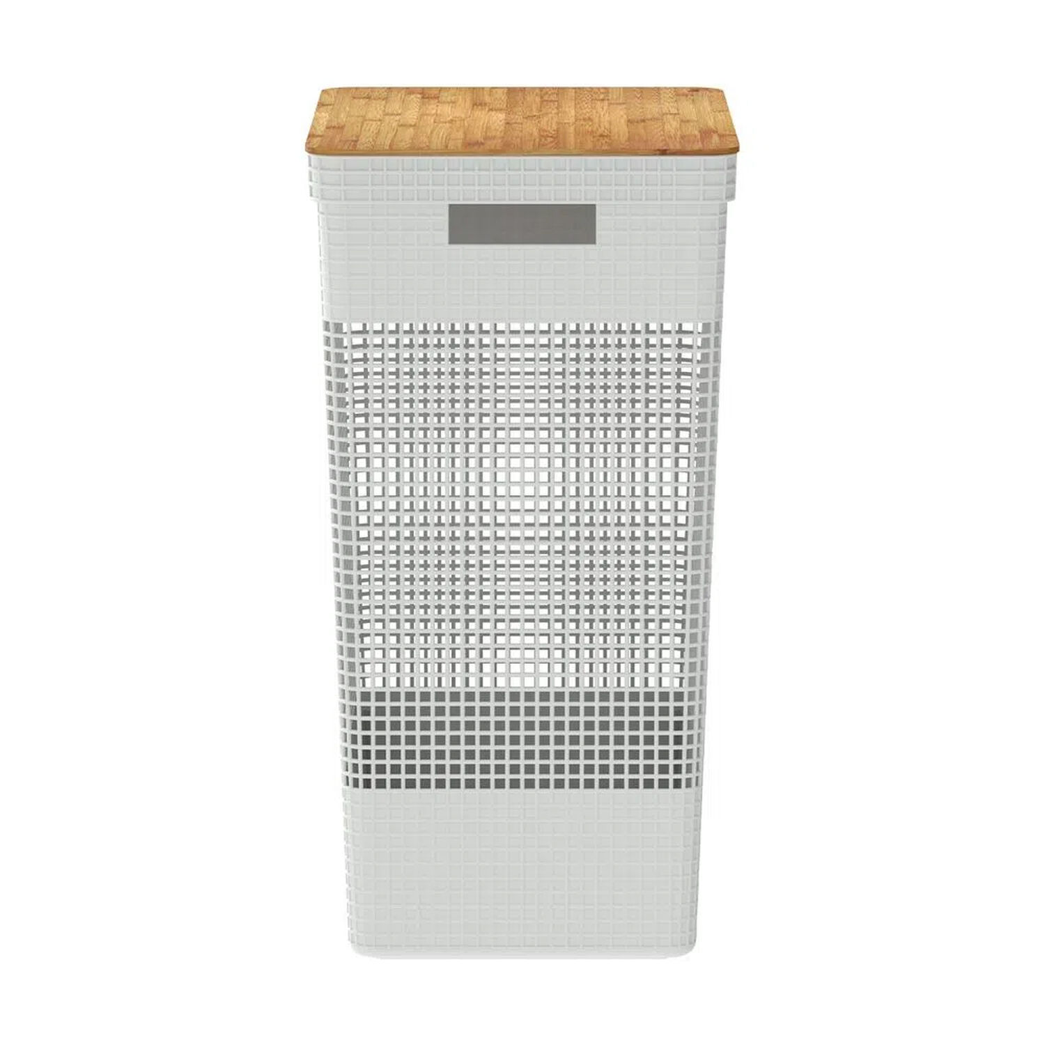 Cesta De Ropa Grid Con Tapa De Bamb&uacute; 49 L Blanco Oc&eacute;ano image number 2.0
