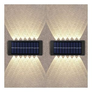 Lampara Solar Pared Exterior 12 Led Pack 2 Unidades