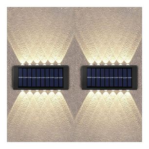 Lampara Solar Pared Exterior 12 Led Pack 2 Unidades