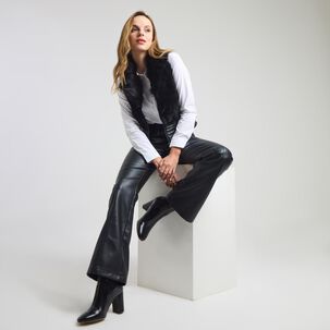 Chaqueta Ecocuero Sin Mangas Cuello Solapa Mujer Kimera