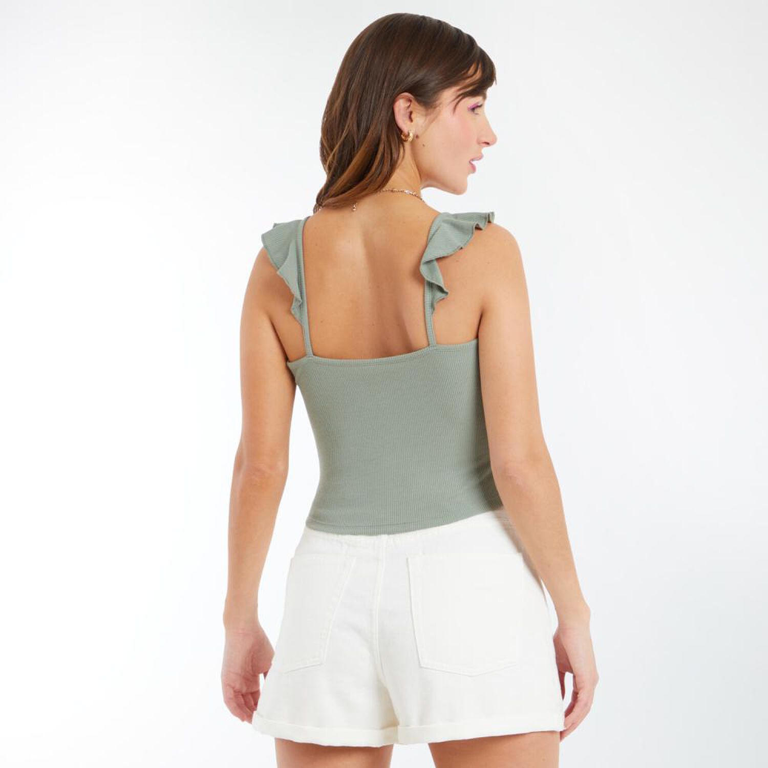 Polera Crop Vuelos Sin Mangas Cuello Redondo Mujer Freedom image number 3.0