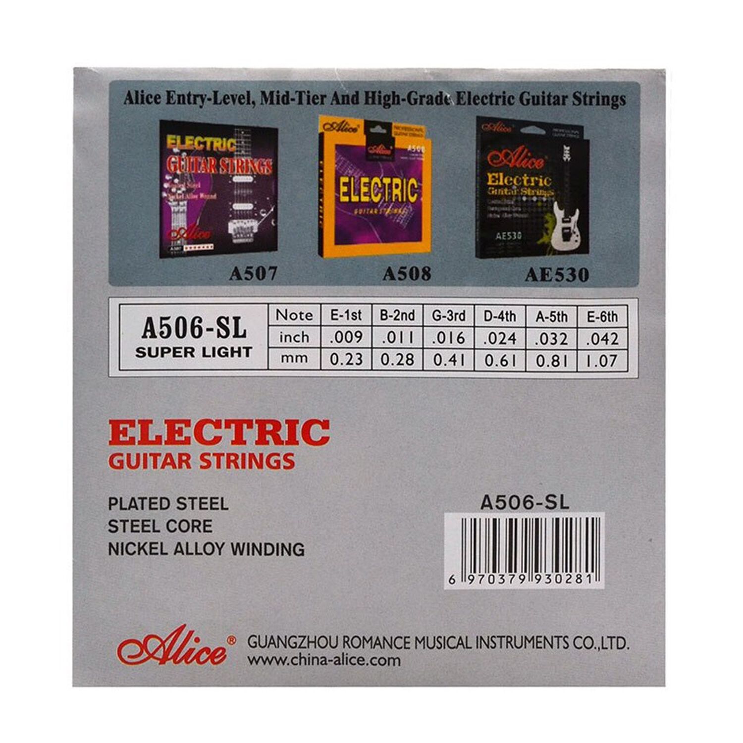 Set De Cuerdas Guitarra El&eacute;ctrica Alice A506sl 009-042 image number 1.0