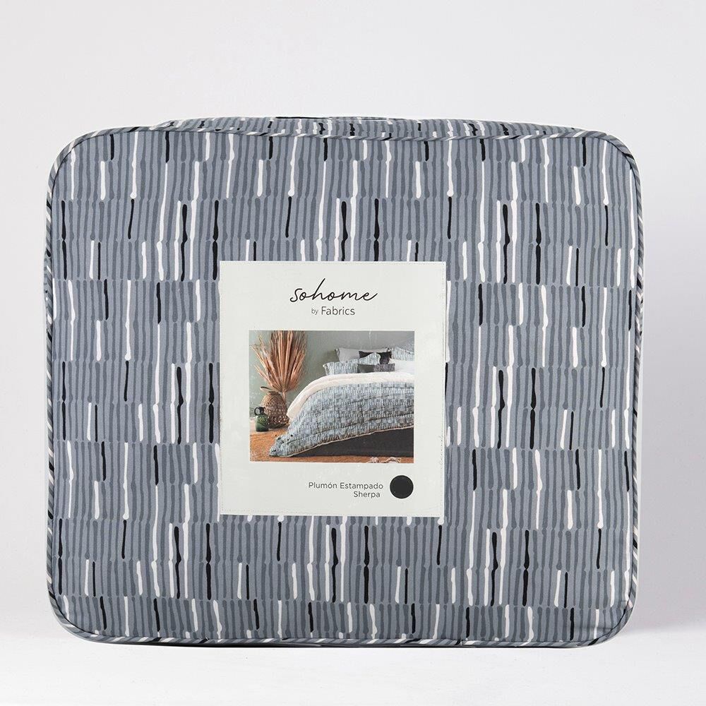 Plumon Estampado Sherpa Lines 2 Plazas Gris image number 3.0