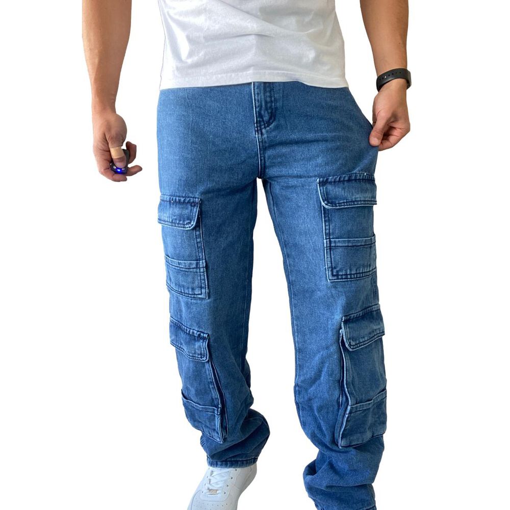 Jeans Diábolo Cargo Ancho Loose Fit Hombre image number 5.0
