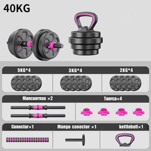 Mancuernas 40 Kg Barra Ajustables 3 En 1