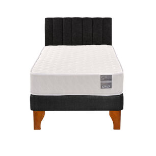 Cama Europea 1 Plaza Luna + Respaldo Tubular Madera Negro