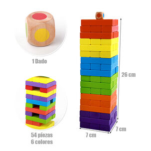 Juego Yenga Colores Bloques Educativo Para Niños 54 Piezas