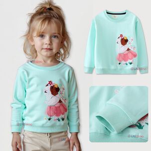 Polerón Niña Manga Larga 100% Algodón Turquesa Hamster