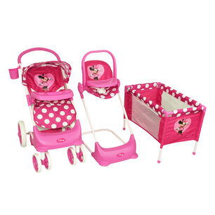Juguete Para Mu&ntilde;eca Coche, Cuna Y Silla De Comer Minnie