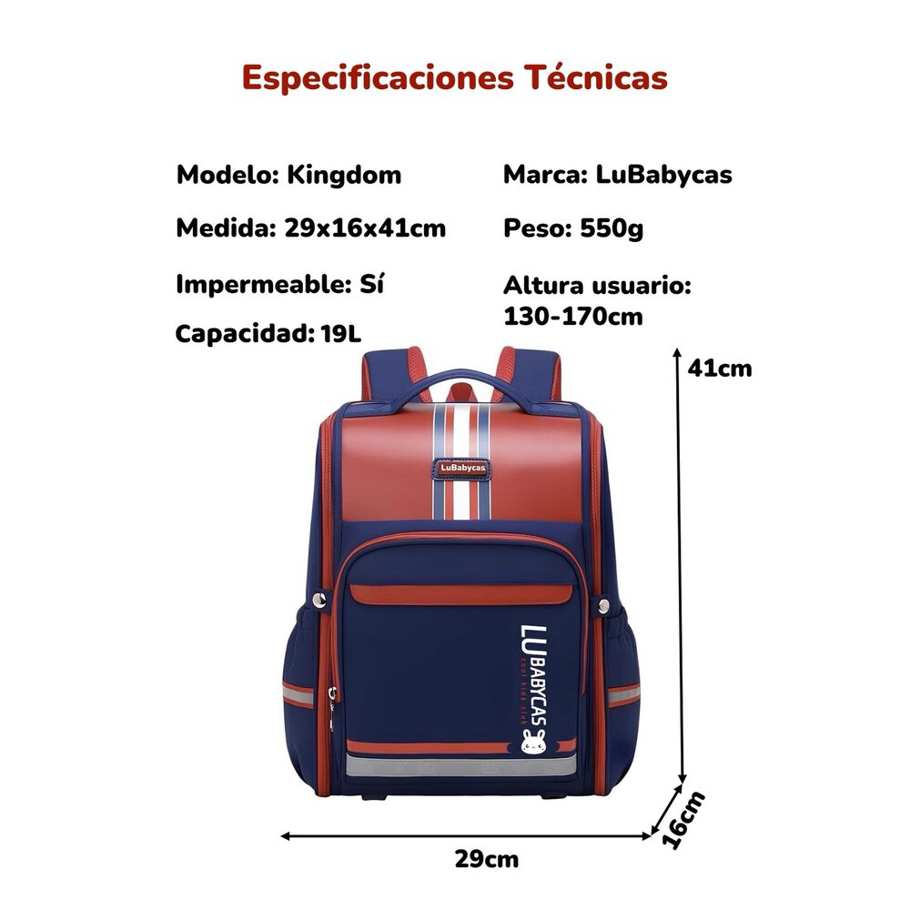 Mochila Escolar Infantil Impermeable 5s Rosada Lubabycas image number 7.0