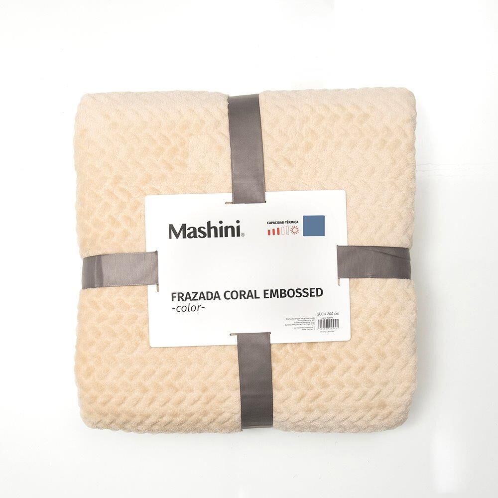 Frazada Coral Embossed 2 Plazas Beige image number 2.0