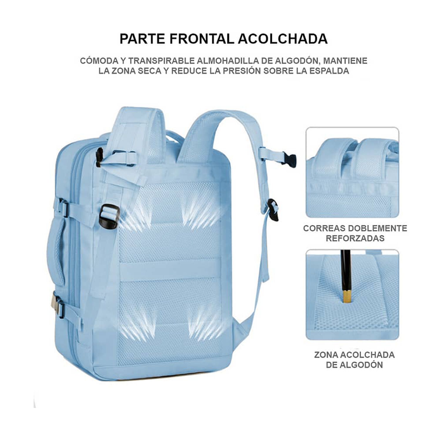 Mochila De Viaje Expandible 39 L Celeste Titanfit image number 4.0