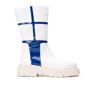 Bota Cuero Rea Blanco Azul Landazuri