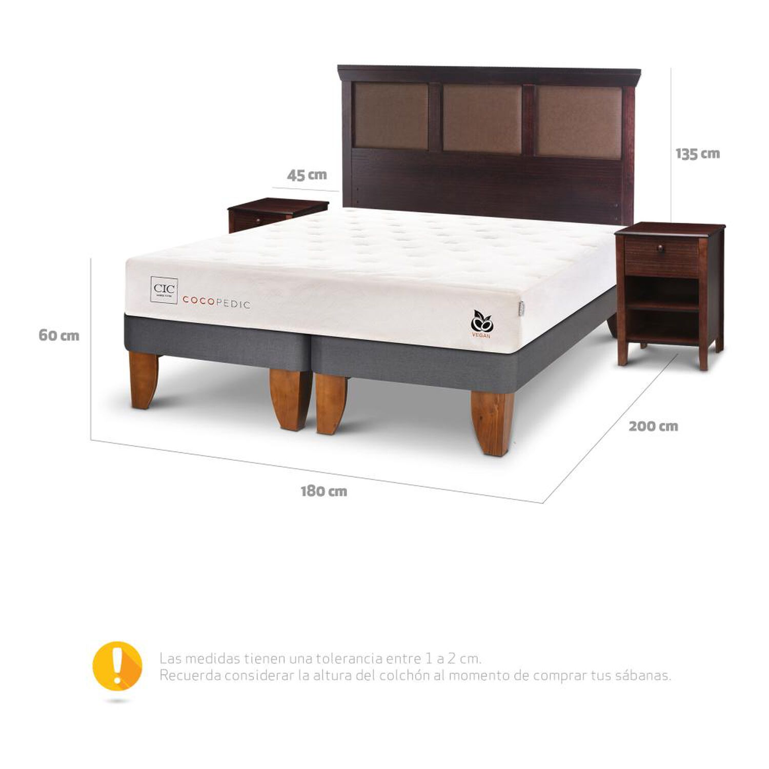 Cama Europea Cic Cocopedic / King / Base Dividida + Set De Maderas image number 4.0