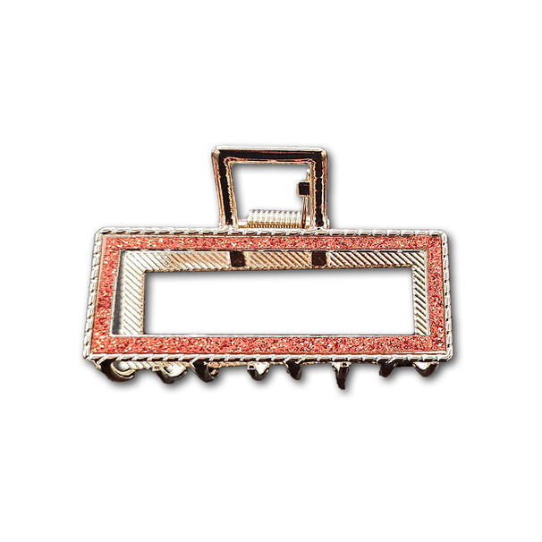 Traba Met&aacute;lica Garra Rectangular Brillo Para Cabello Cobre