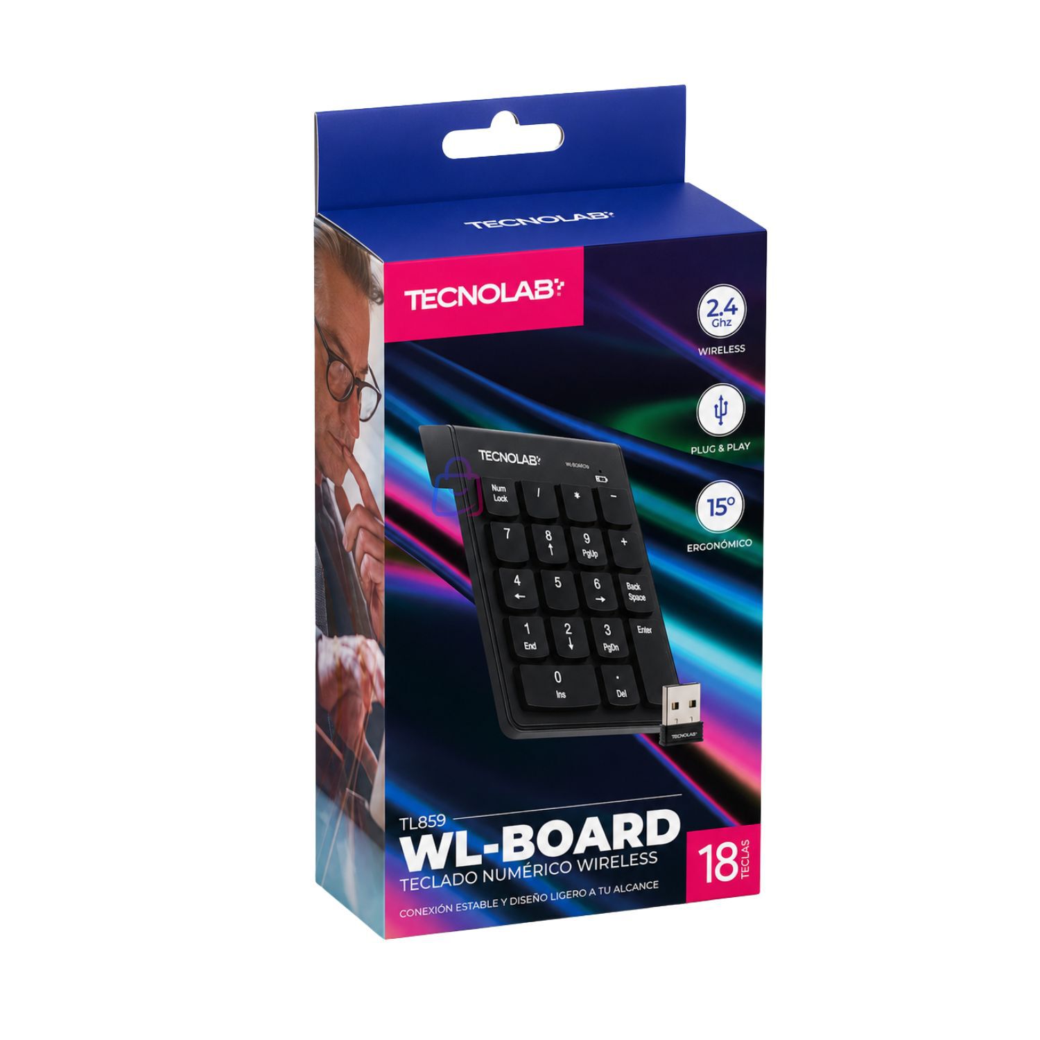 Teclado Num&eacute;rico Inal&aacute;mbrico Usb 18 Teclas - Ps image number 3.0