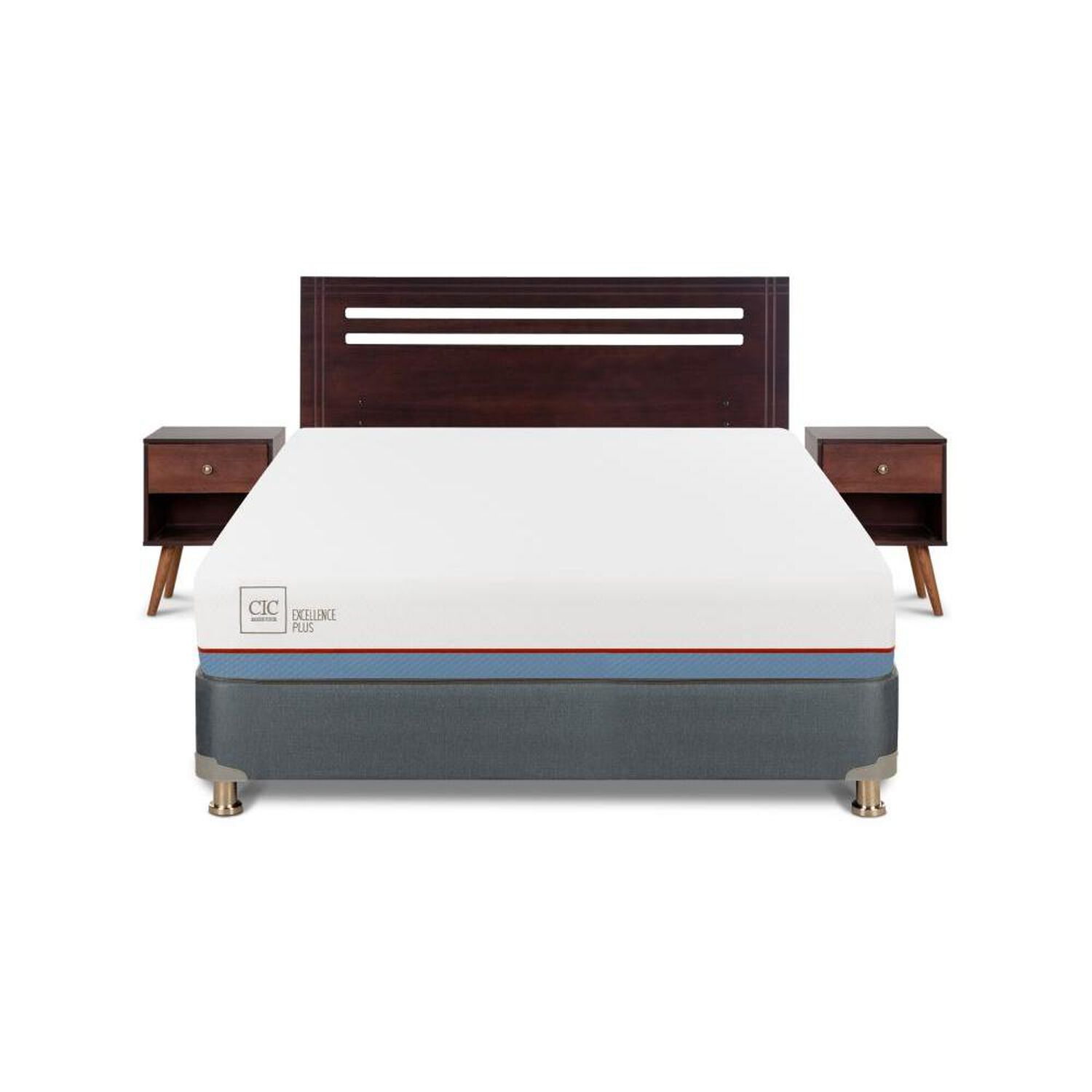 Cama Americana Cic Excellence Plus / 2 Plazas / Base Normal + Set De Maderas image number 0.0