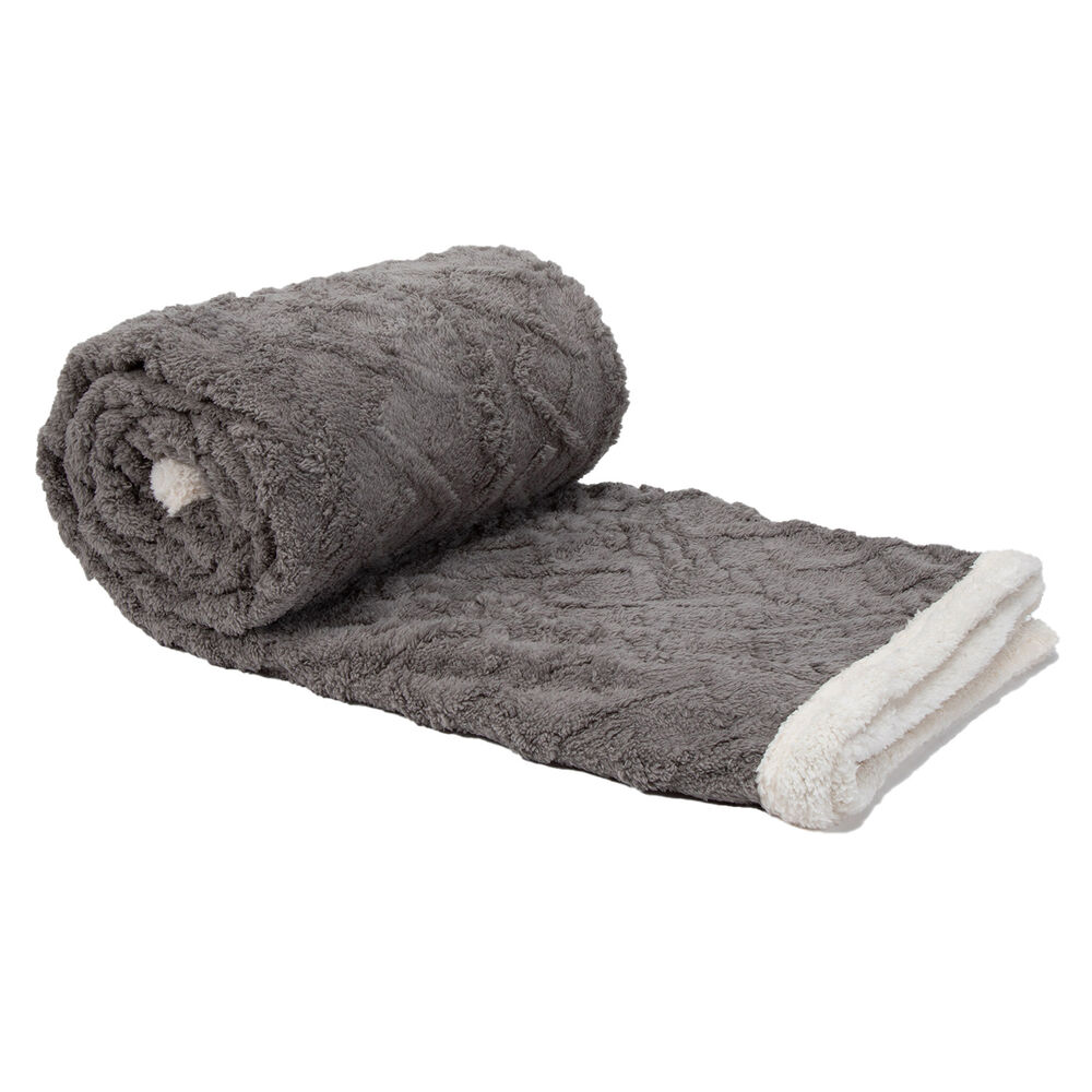 Manta Sherpa Jacquard Gris King image number 0.0