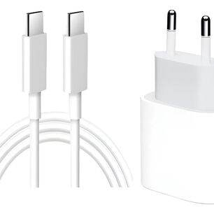 Cargador M&aacute;s Cable Compatible Para Iphone 20 W Pack Cable Tipo C A Tipo C + Caja Carga Tipo C