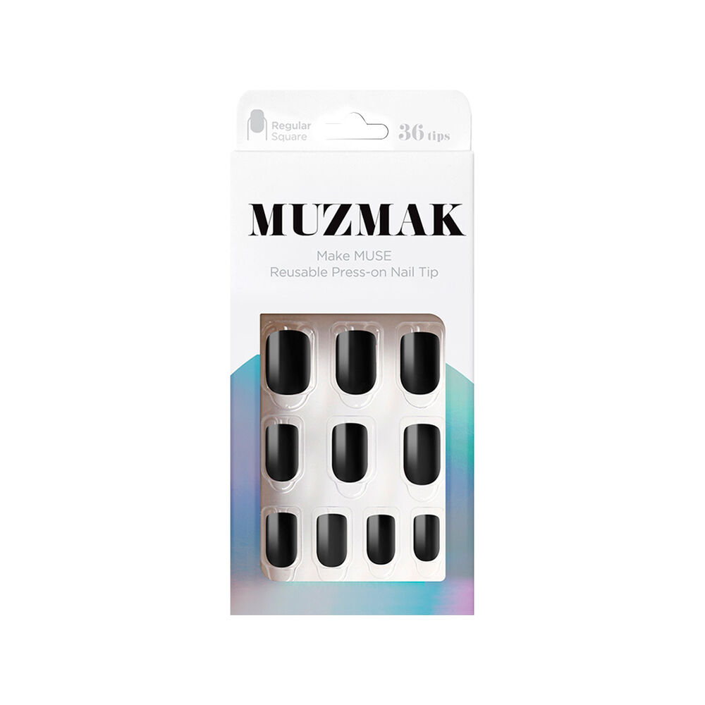 Muzmak - Uñas Press On Zet Black Regular Square 36 U. image number 0.0