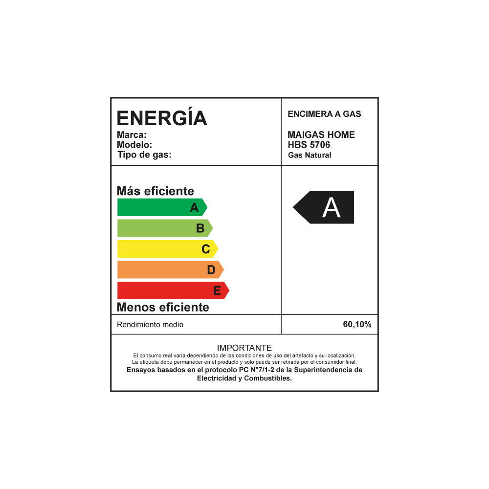 Encimera A Gas 5 Quemadores - Hbs5706 image number 4.0