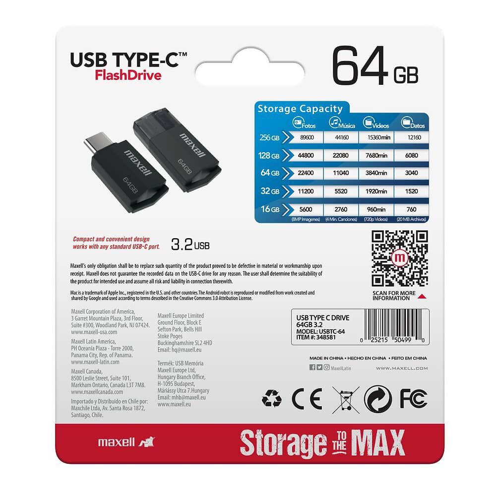 Pendrive Maxell Usbtc Tipo C 64gb 3.2 Negro image number 2.0
