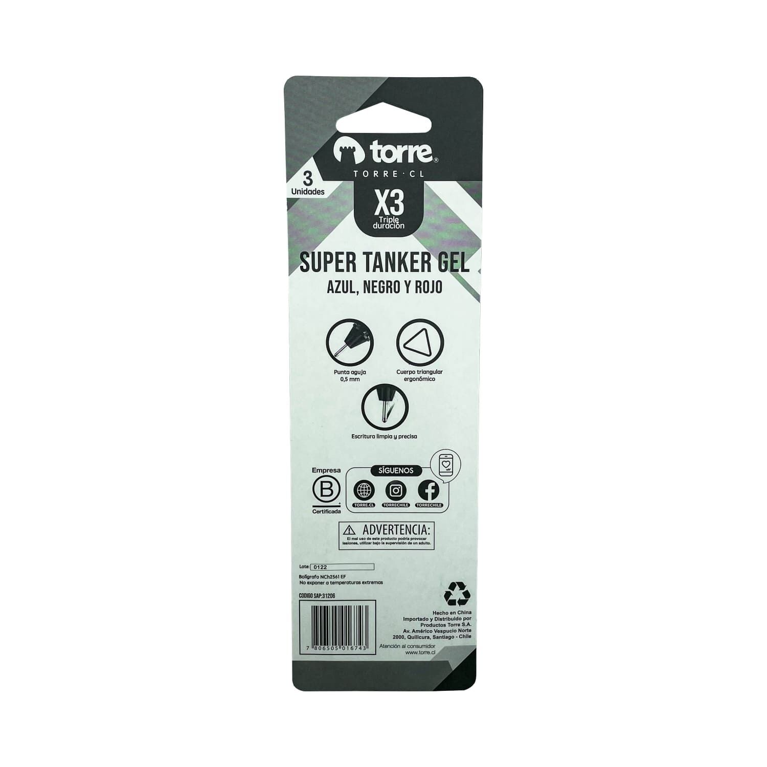Set 3 Super Tanker 0,5mm Bl&iacute;ster 1a 1n 1r Torre image number 1.0