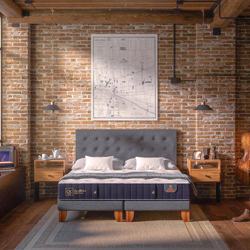 Cama Europea Cic Premium / 2 Plazas / Base Dividida + Respaldo image number 7.0