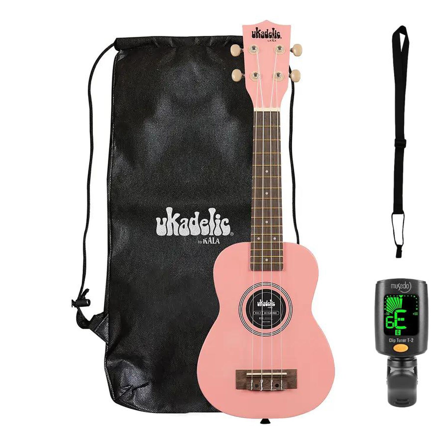 Full Pack Ukelele Kala Ukadelic Soprano Flamingo + Afinador Crom&aacute;tico Clip + Correa Allegro image number 1.0
