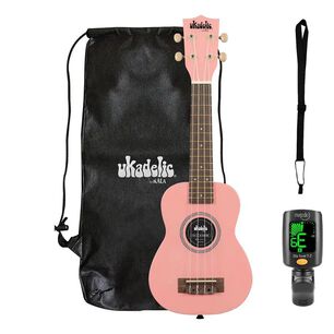 Full Pack Ukelele Kala Ukadelic Soprano Flamingo + Afinador Crom&aacute;tico Clip + Correa Allegro