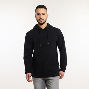 Polerón Liso Cuello Redondo Con Capucha Hombre Az Black