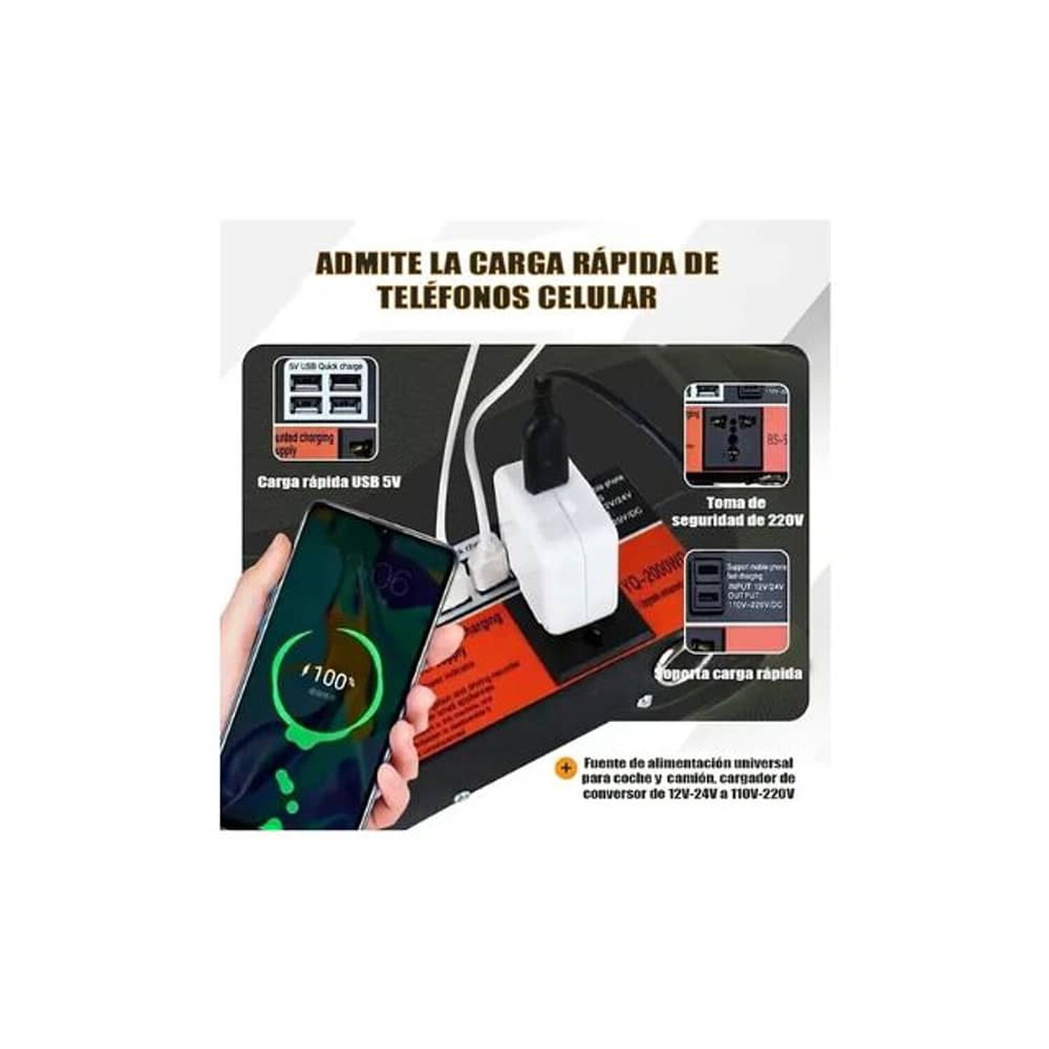 Inversor De Voltaje Auto Convertidor Corriente 200w 12v-220v image number 6.0