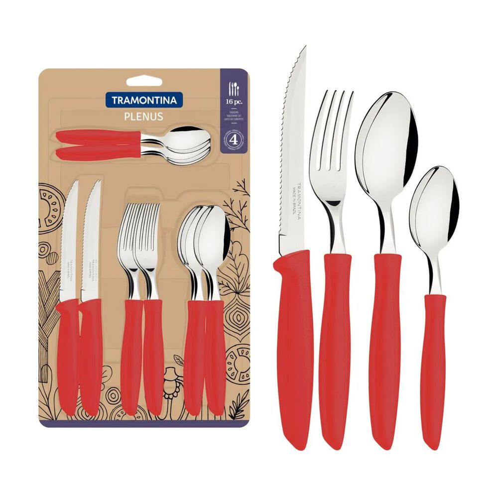 Juego De Cubiertos Tramontina Plenus Rojo 16 Piezas image number 0.0