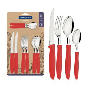 Juego De Cubiertos Tramontina Plenus Rojo 16 Piezas Juego De Cubiertos Tramontina Plenus Rojo 16 Piezas