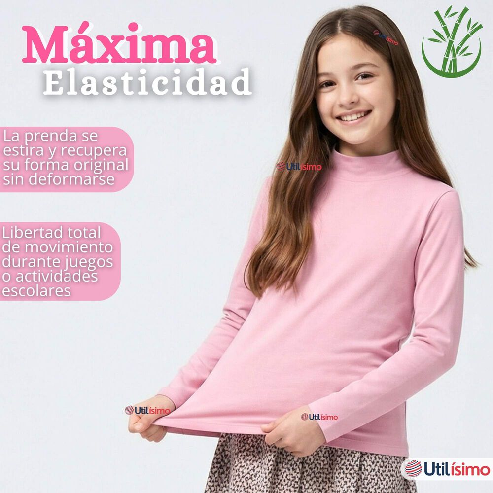 Pack 6 Poleras Camisetas Bamb&uacute; Cuello Beatle Primera Capa Manga Larga Colores Surtido Ni&ntilde;a image number 8.0