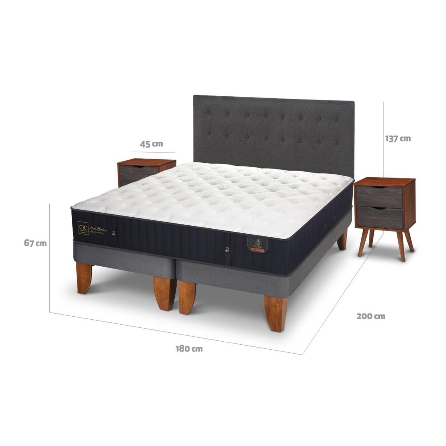 Cama Europea Cic Premium / King / Base Dividida + Set De Maderas image number 2.0