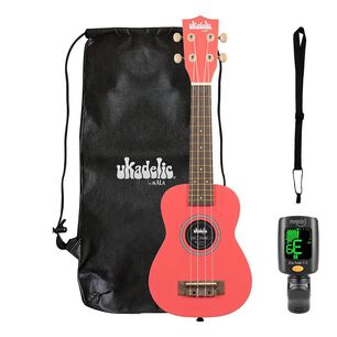 Full Pack Ukelele Soprano Kala Ukadelic Razzle Dazzle + Afinador Crom&aacute;tico Clip + Correa Allegro