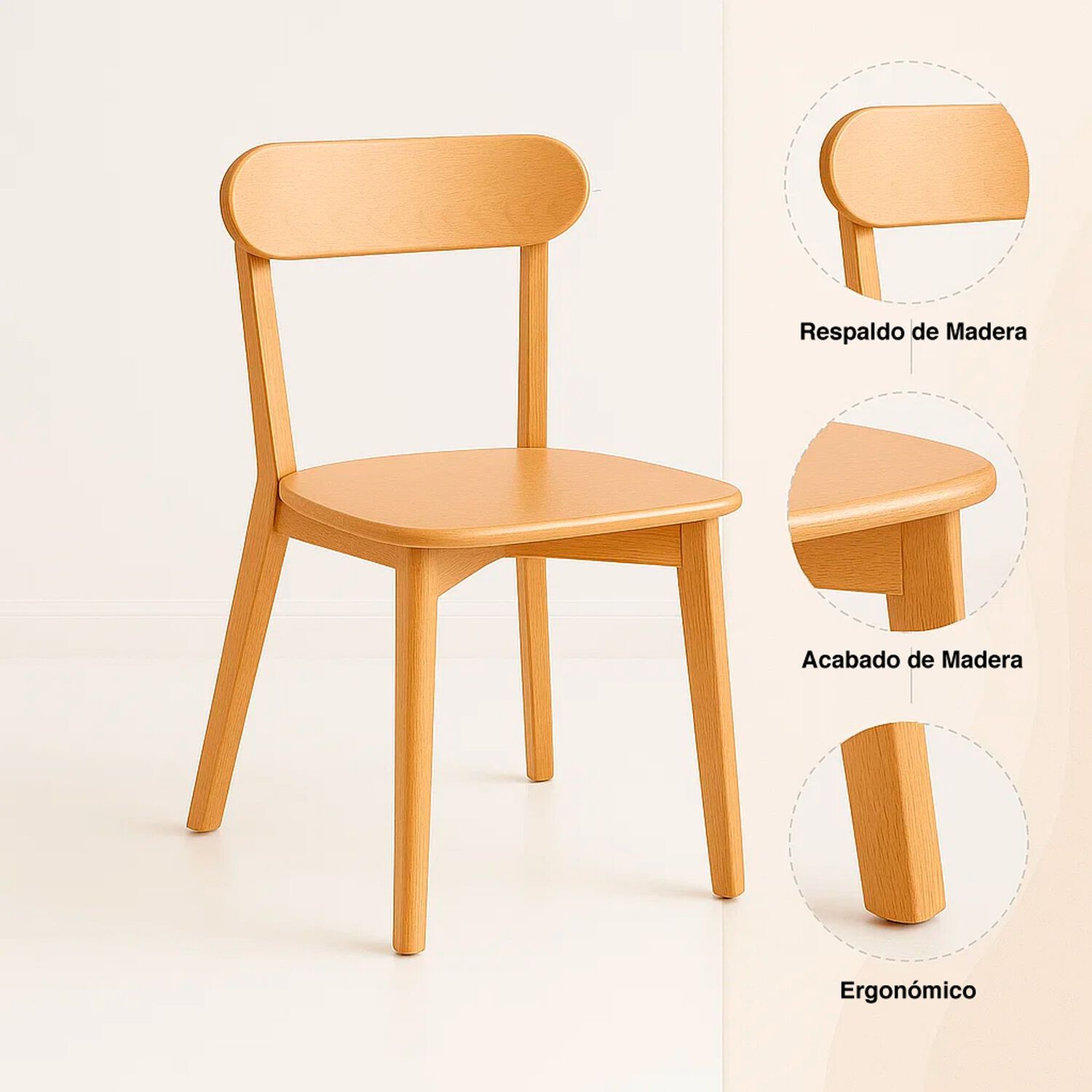 Silla Fresno De Madera - Natural image number 4.0