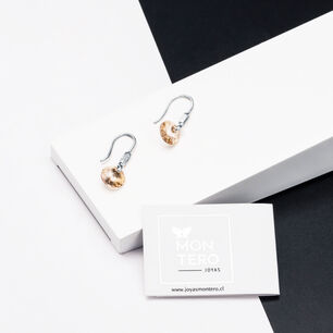 Aros Punto De Luz Circon Plata 925 Y Cristal Genuino Golden Shadow