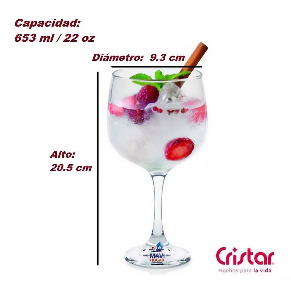 Set 4 Copas Para Gin Tonic Cocktail Vidrio De 653 Ml Tragos image number 5.0