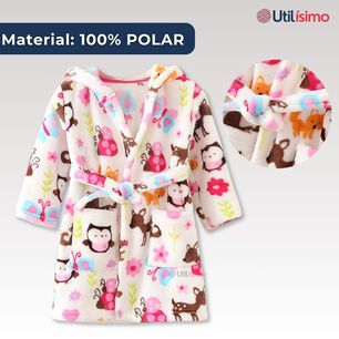 Bata De Ba&ntilde;o Cpn Capucha Y Bolsillos Ni&ntilde;o Y Ni&ntilde;a Polar
