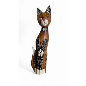 Gato Madera Artesanal 60 Cm