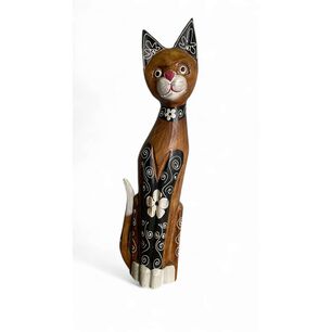 Gato Madera Artesanal 60 Cm