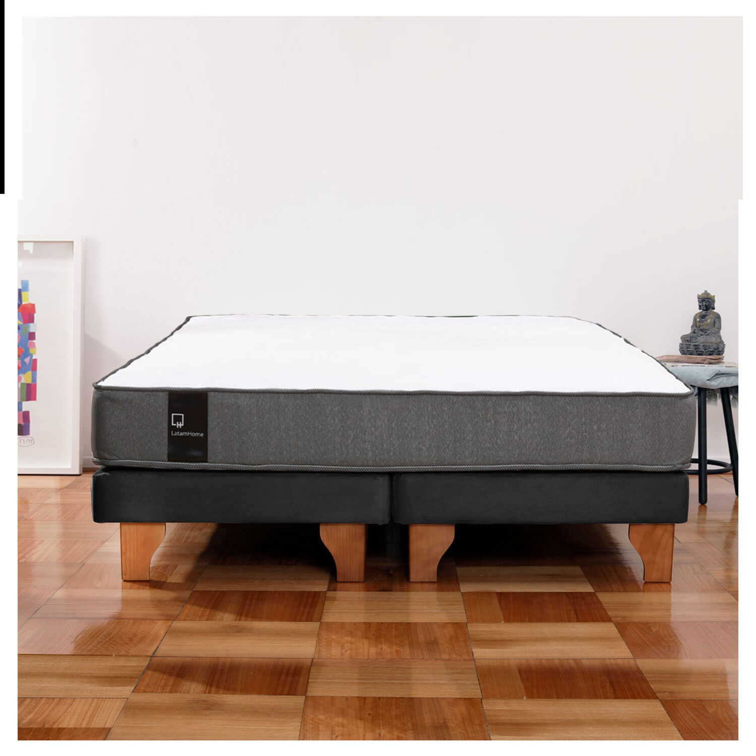 Cama Europea Zen Best Tela Velvet Negro 2 Plazas image number 0.0