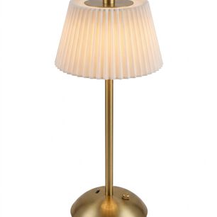 L&aacute;mpara De Mesa Led Recargable Usb Inal&aacute;mbrica Plisada Color Rosado.